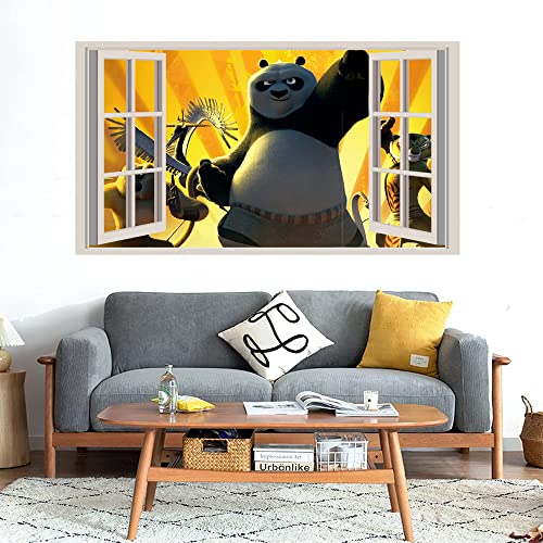 GADGETS WRAP Printed Wall Decal Sticker Fake Window Style Decal (90cm x 50cm) - Kung fu Panda