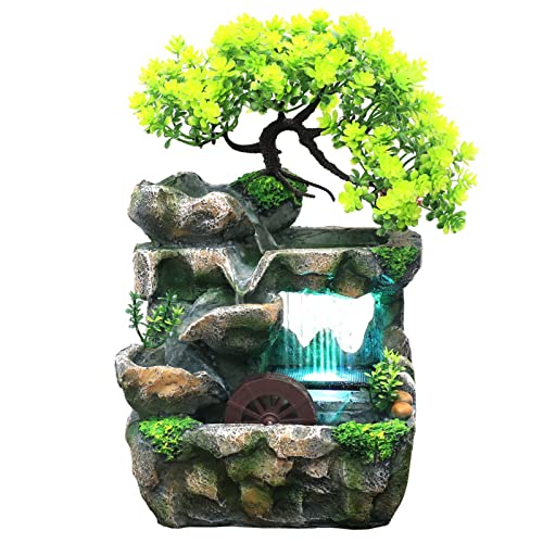 ATORSE® Indoor Water Fountains Crafts Table Rockery Waterfall Fountain Decor