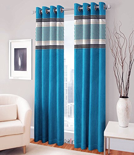 ARMENIA HAGUE Polyester Abstract Grommet Window Curtain, Window- 4 X 5 Ft, Sky Blue, Pack of 2