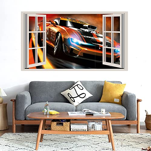 GADGETS WRAP Printed Wall Decal Sticker Fake Window Style Decal (90cm x 50cm) - Super Car Lights