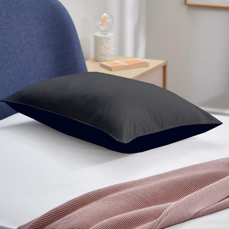 ARLinen Soft Pillow for Sleeping - Micro Fiber Filled Navy Blue and Dark Grey Cotton Pillow Takiya Combo Set of 2 for Bed Room - 20 x 30 Inch Size Pillow Set of 2 for Sleeping