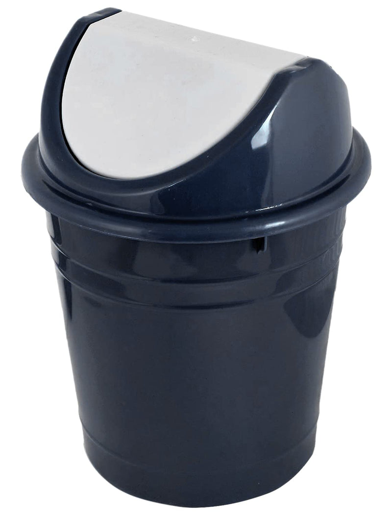 Kuber Industries Plastic Dustbin With Swing Lid, Trashbin, Wastebin For Kitchen, Bathroom, Office Use, 10 Liter (Black)-47KM0870