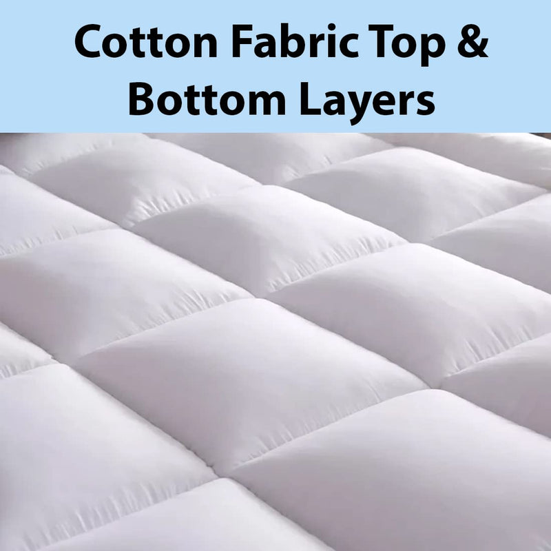 ZIB 2500 GSM Microfiber Extra Thick 100% Cotton Layers Mattress Topper/Padding with Baffle Box Design | Soft Microfiber Fill | Hotel Feeling (Double (72x72 Inch), White)