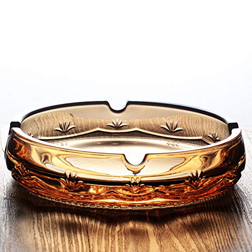 Sizikato Amber Crystal Glass Ashtray.