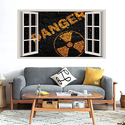 GADGETS WRAP Printed Wall Decal Sticker Fake Window Style Decal (90cm x 50cm) - Radioactivity Danger