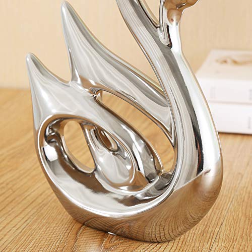 Anding Creative Home Decoration Ceramic Animal Statue Decoration Crafts Swan Lover (LY1269-Silver) Sculpture Souvenir Gift