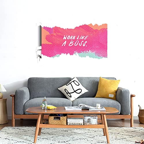 GADGETS WRAP Printed Wall Decal Sticker Scratched Paper Style Wall Decal (90cm x 50cm) - Work Like a boss