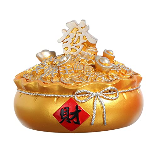 MYADDICTION Chinese Ashtray with Lid Resin Crafts Sculpture for Home Decoration Men Gift Gold C