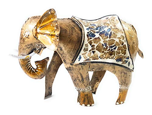 Shubham Creations Rajasthani Iron Walking Elephent Showpiece (11+7 inch)