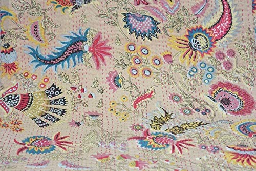 MTREON Kantha Quilt Hippie Bed -Cover Throw and Cotton Blanket Twin Size Kantha Quilt Handmade 60x90 inch Single Size