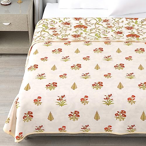 OM GAYATRI CORP Cotton Dohar King Size Soft Light-Weight Reversible Printed Malmal Summer Dohar (D - 23)