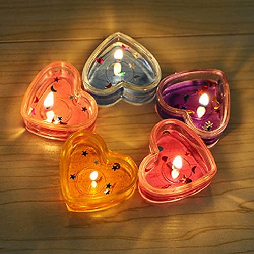 Ukiyo International - Transparent Clear Heart Shape Tealight Cups for Candle Making Resin Art & Craft DIY (100 Piece)