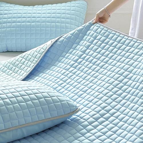 SECRET DESIRE Cooling Mattress Pad Soft Sleeping Mat Cool Mat Cooling Fitted Sheets Blue 1.8mx2.0m