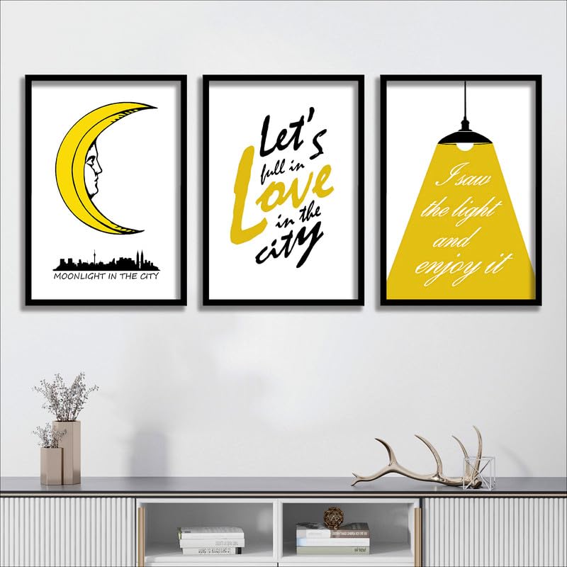 SAF paintings Set of 3 Fall in love Wall Painting for Home Decoration SA-BLACKMX33517