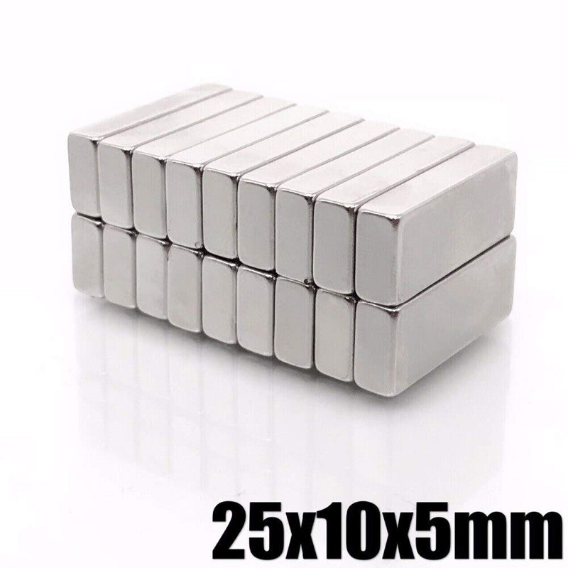 MAGNETICKS 15 Piece of 25mm x 10mm x 5mm Block Shape - Chrome Finish