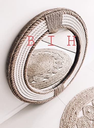 Big International Handicraft Hand Operated Jute Wrapped Rope Mirror (18,in)