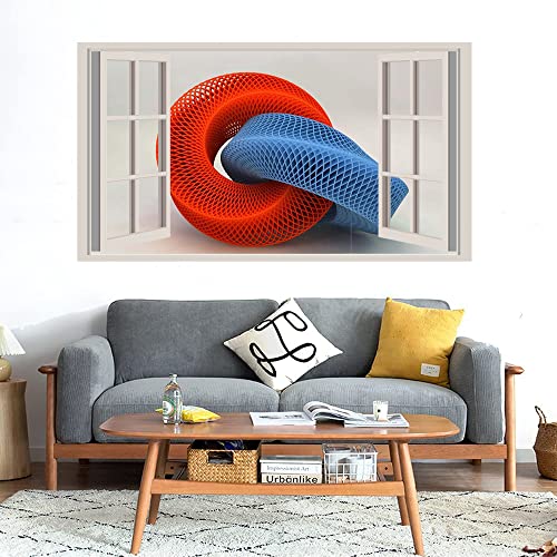 GADGETS WRAP Printed Wall Decal Sticker Fake Window Style Decal (90cm x 50cm) - RED& Blue Expendable