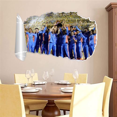 GADGETS WRAP Printed Wall Decal Sticker Scratched Paper Style Wall Decal (90cm x 50cm) - Women IPL 2024 Cricket World Cup 53