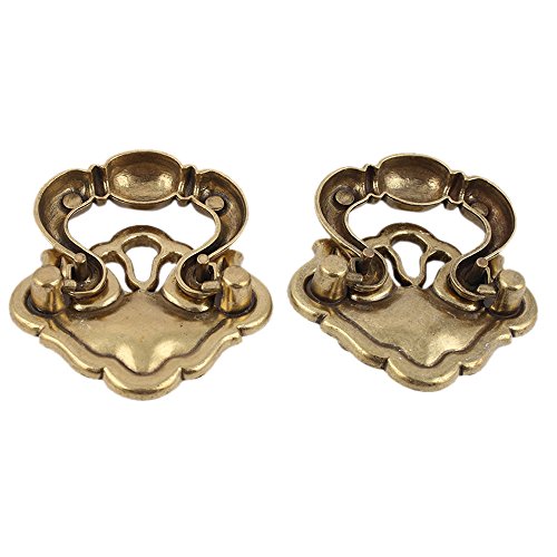 Indian-Shelf 2 Piece Gold Knobs -Brass Door Knob - Floral Door Handle Set - 6.98 cm Drawer Pulls