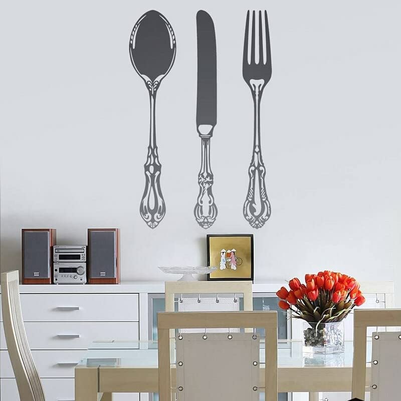 GADGETS WRAP Wall Decal Vinyl Sticker for Home Office Room Decoration 3Pcs Large Spoon Knife Fork Kitchen Tools Wall Sticker