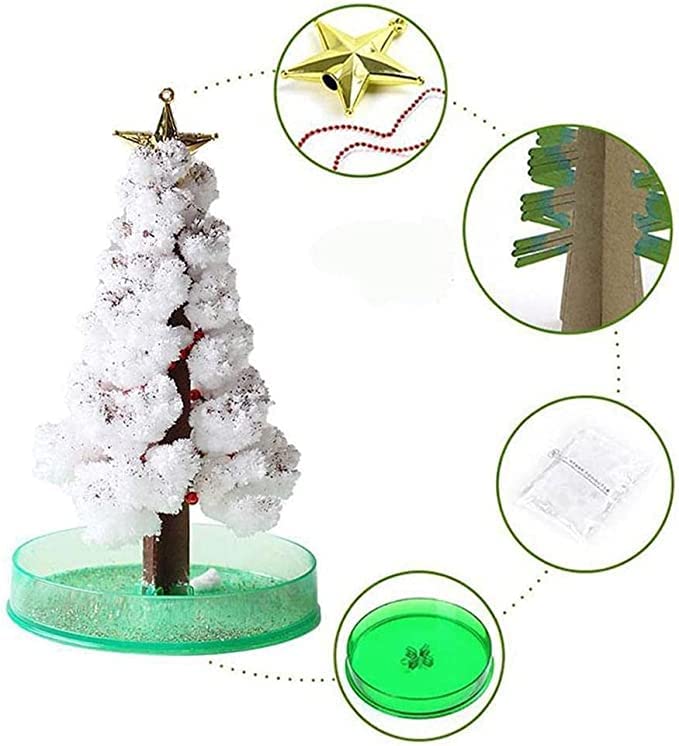 MOBCLIXS Magic Growing Christmas Tree, Magical Crystal Christmas Tree,Magic Growing Crystal Christmas Tree Kit Novelty for Kids DIY Ornaments/Wall Hanging Giftsand Party Toys Green