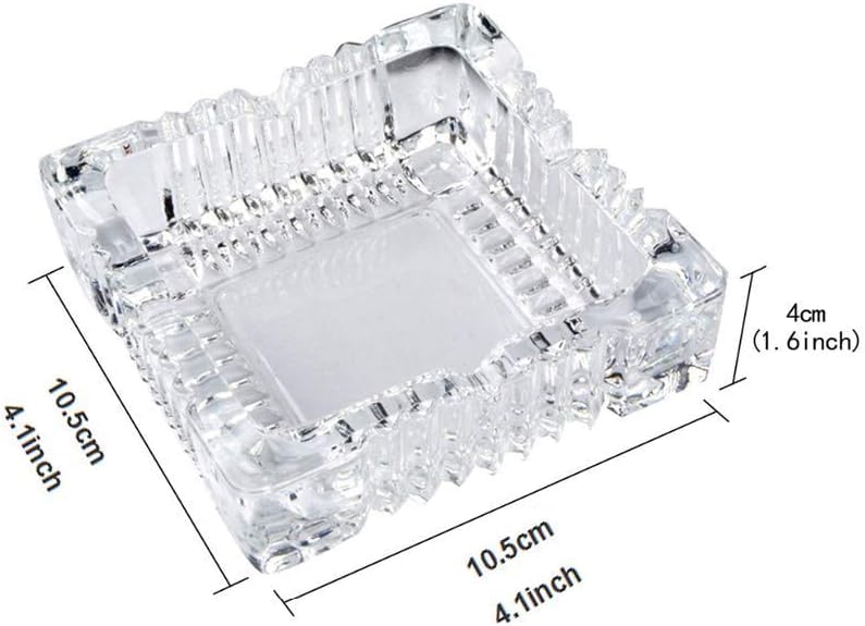PIRU Square Heavy Glass Crystal Ashtray For Indoor, Ash Trays For Smoking For Home, Ashtray For Cigarette Stylish, Ashtray (PACK-2)