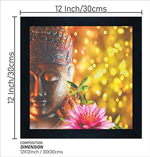 SAF 'Buddha' Multi-Effect UV Textured Painting with Frame 12 inch X 12 inch SANFN31022