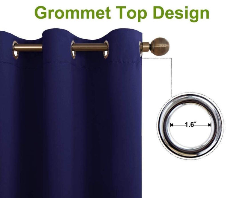 Comfy Home Fabric Solid Grommet Curtain, 7 Feet, Blue, Pack of 2