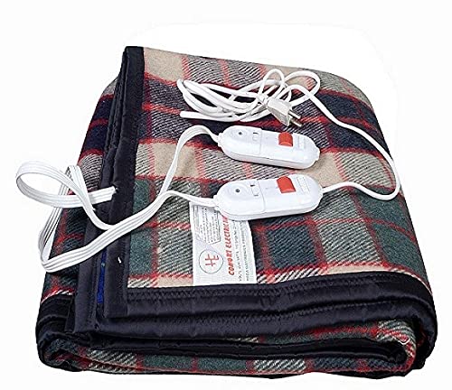 HIGA COMFORT ELECTRIC BLANKETS Wool Bed Warmer Double Bed Electric Under Blanket Hot Kambal for Winter, 60x60 Inches, Multicolour