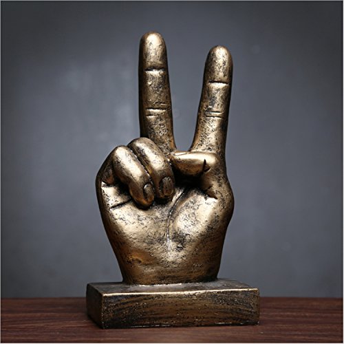 Creative Statues and Abstract Hand Sculptures for Home & Office Decor,Finger Signs Marks Figurines (Gold Yes)