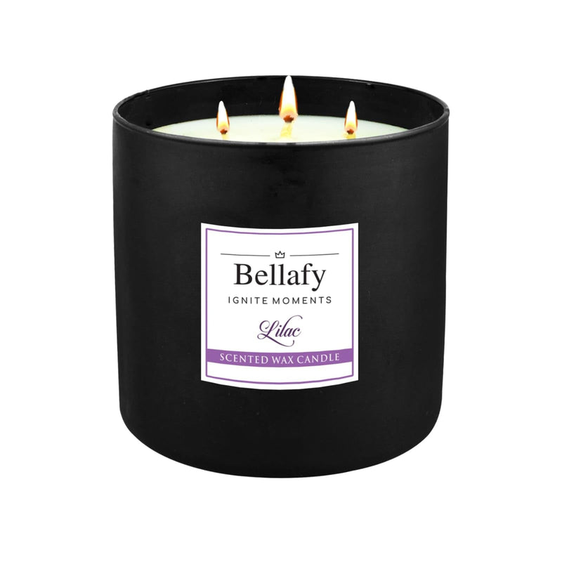 Bellafy 3-Wick Lilac Scented Soy Wax Candle | Burns 40 Hours | Eco-Friendly Luxury for Healthier Homes | Captivating Aromas | Zero Petro Carbon | Natural Beauty & Blissful Fragrances