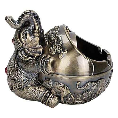 Losas Ash Tray with Lid Cigarette Holder Ashtray Indoor Outdoor Craft Decor Bronze