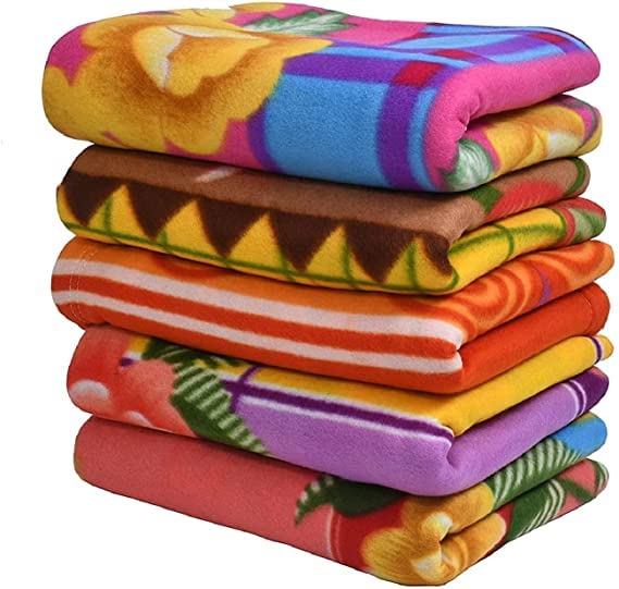 Printed Fleece Blanket, Bedsheet for All Seasons Super Soft Plush and Luxurious AC Blanket Warm and Cozy (Pack of 5)