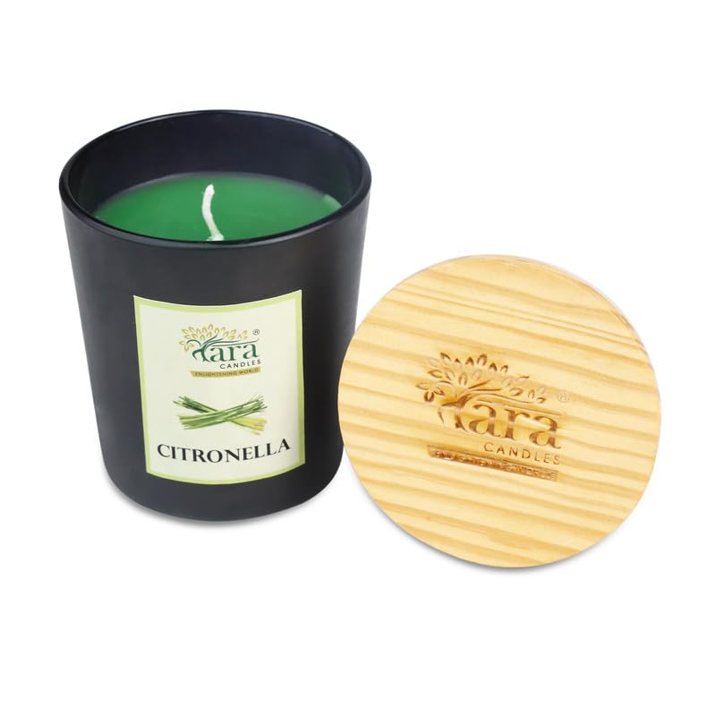 Tara Enlightening World - (Citronella Fragrance) - Cork Lid Frosted Jar Candle| Scented & Smokeless (Green)