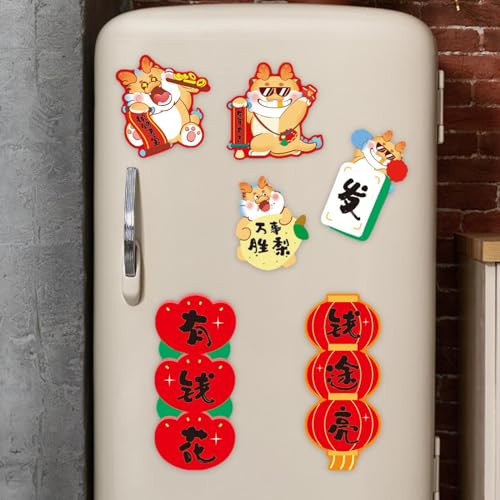 CALANDIS® 6 Pieces Chinese New Year Refrigerator Magnets for Home Door Spring Festival Style B | 6 Fridge Magnets