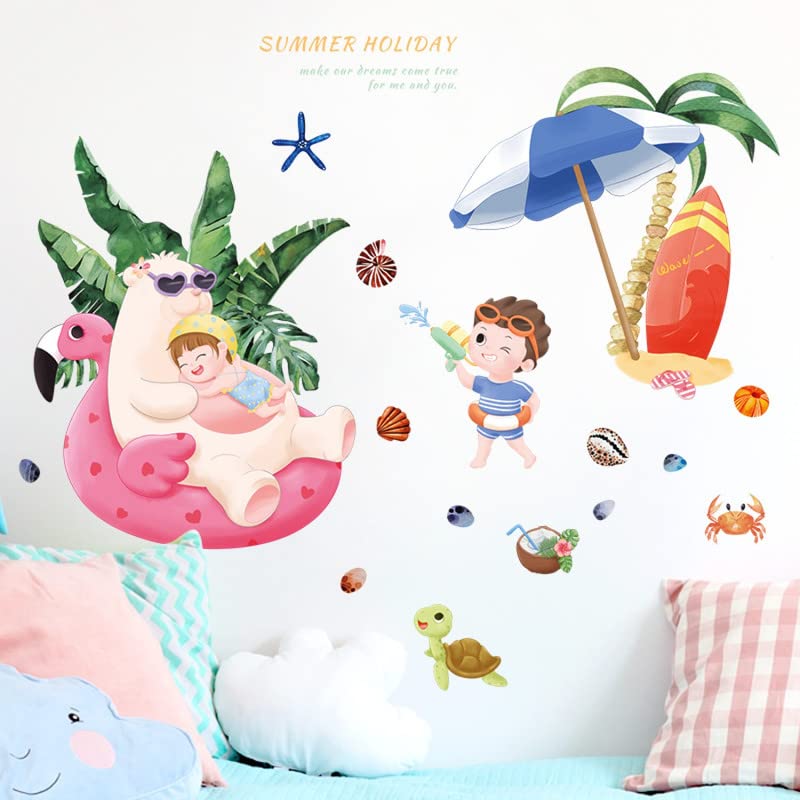 JAAMSO ROYALS Summer Holiday Stickers Sand Beach TravelVinyl Kids Room Nursery Wall Sticker(70 CM X 50 CM)