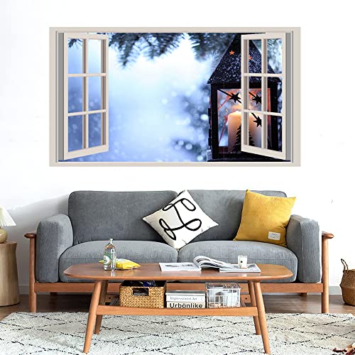 GADGETS WRAP Printed Wall Decal Sticker Fake Window Style Decal (90cm x 50cm) - White Lamp Candle