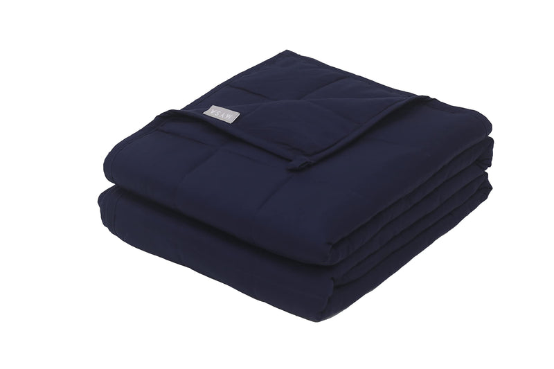 Mysa Sleep Kids Heavy Weighted Blanket - Cooling Cotton Material With Premium Glass Beads (Midnight Blue, 41" X 60" 7 Lb), 300 tc