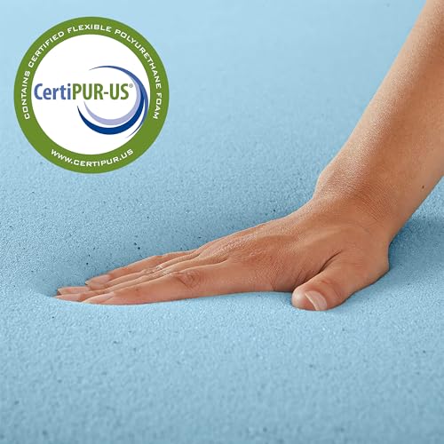 Treaton, 1-Inch Gel Memory Foam Mattress Topper, CertiPUR-US Certified for Superior Comfort and Support, Full, Blue