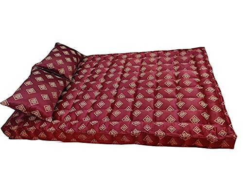 NIVEDHA MATTRESS - Organic Silk Cotton Kapok Ilavam Panju Double Size Mattress, 6 x 4 ft / 72 x 48 x 6 Inches with 2 Pillows,[Panipat Cloth]