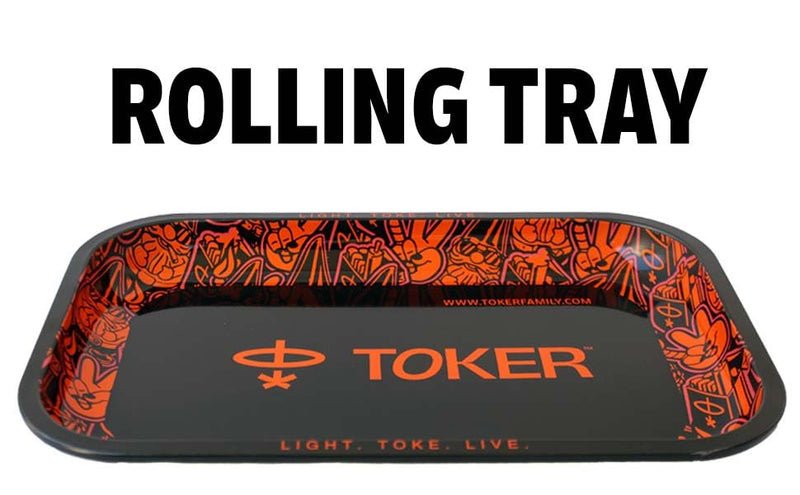 Toker Premium Metal Rolling Tray, 28 x 18.5 x 2.2 cm, Medium Size