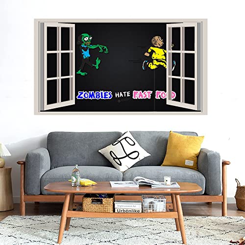 GADGETS WRAP Printed Wall Decal Sticker Fake Window Style Decal (90cm x 50cm) - Zombies Hate Fast Food