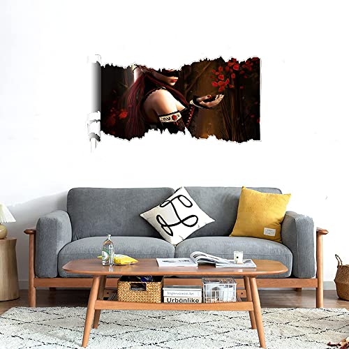 GADGETS WRAP Printed Wall Decal Sticker Scratched Paper Style Wall Decal (90cm x 50cm) - Seducing Girl