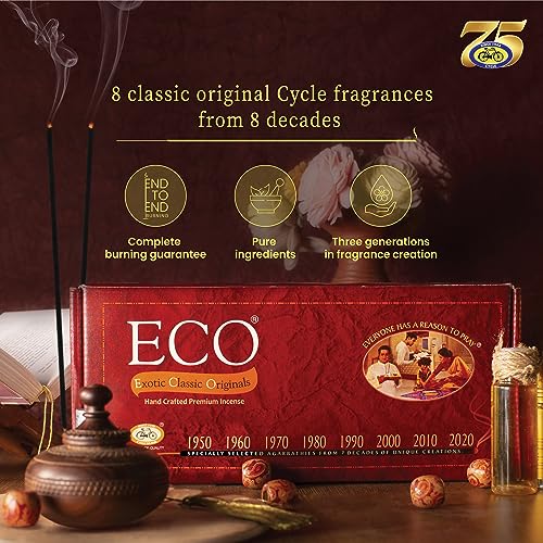 Cycle Pure Eco Handcrafted Premium Incense, Pack Of 2, 7 Fragrances, Woody, Sandal, Floral, Fruity, Rose Incense For Festivals, Gifting, Special Occasions