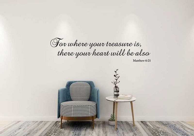 GADGETS WRAP Bible Verse Wall Stickers, for Where Your Treasure is Matthew 6:21 Religious Scripture Wall Decals for Home