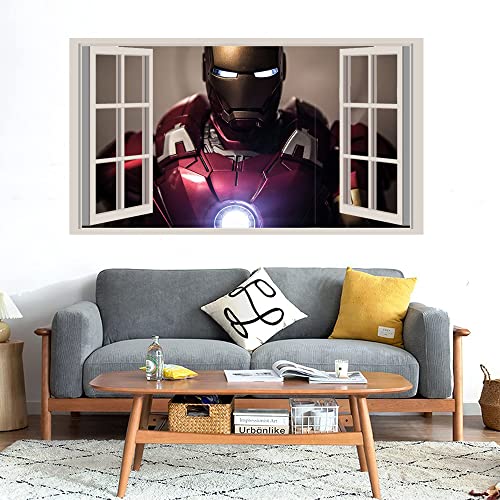 GADGETS WRAP Printed Wall Decal Sticker Fake Window Style Decal (90cm x 50cm) - Iron Man Home