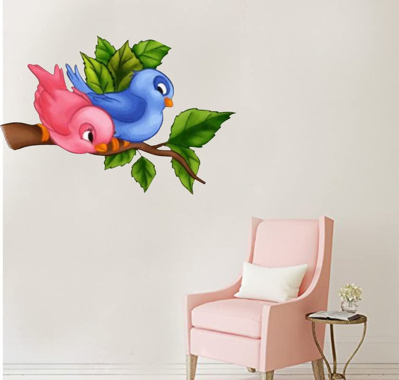 Decoreative Blue and Pink Pigeon Wall Sticker