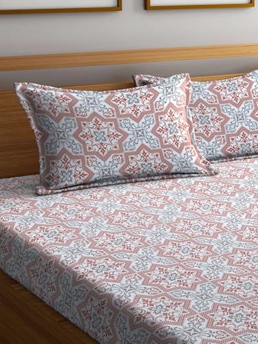 Bombay Dyeing 100% Pure Cotton California (Super) King Size BedSheet (274x274 cm or 108x108 Inch or 9x9 Foot Approx) with Two Pillow Covers