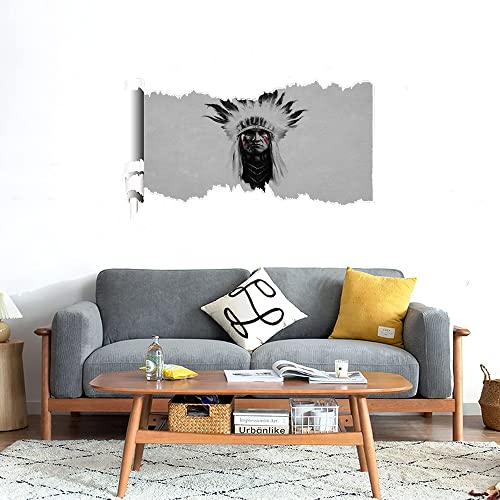 GADGETS WRAP Printed Wall Decal Sticker Scratched Paper Style Wall Decal (90cm x 50cm) - Native Americal Logo