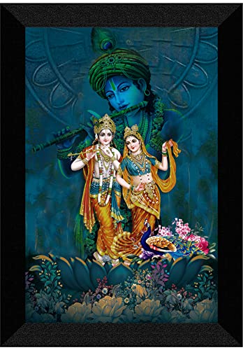 SAF Pack of 1 Radha krishna religious modern art wall painting with framed for living room 11 inch x 14 inch CANFM31420